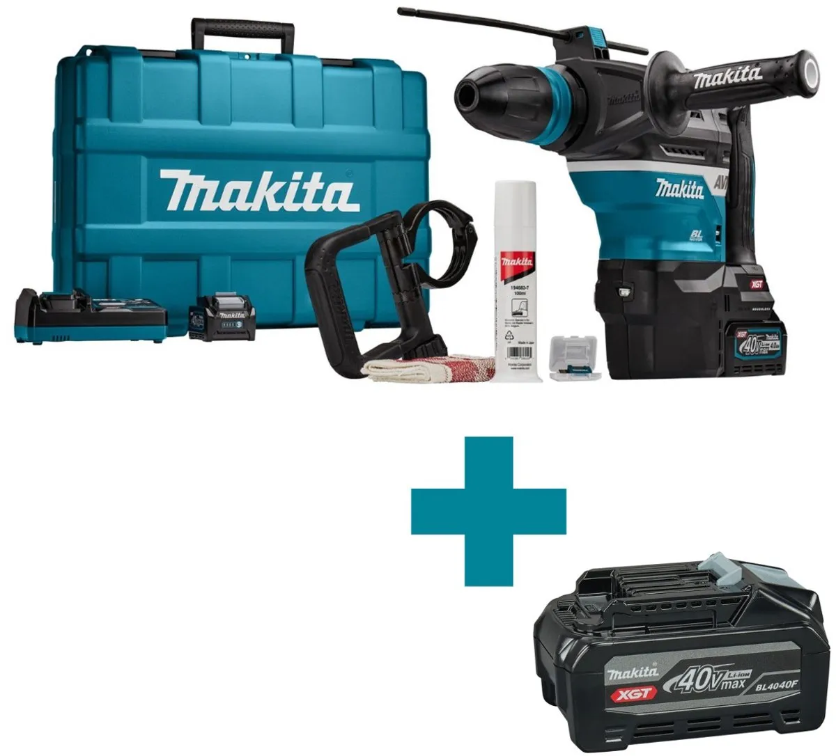 Makita HR005GM202 Accu-Combihamer SDS-MAX - 2x 4.0Ah - Beton/Steen 40mm - afbeelding 6 van 6