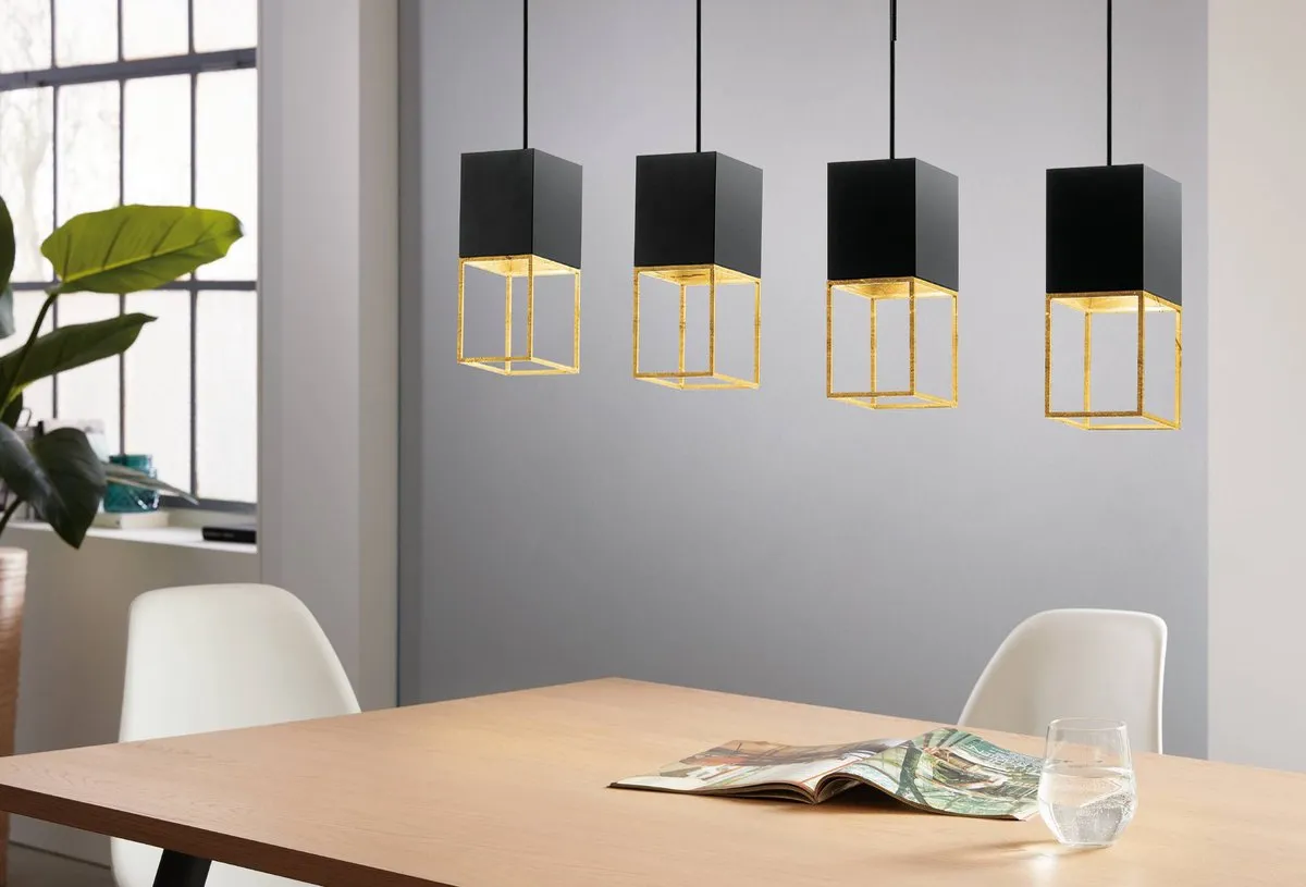 Eglo Montebaldo Hanglamp GU10 - 4 Lichtpunten - 85cm - Zwart/Goud