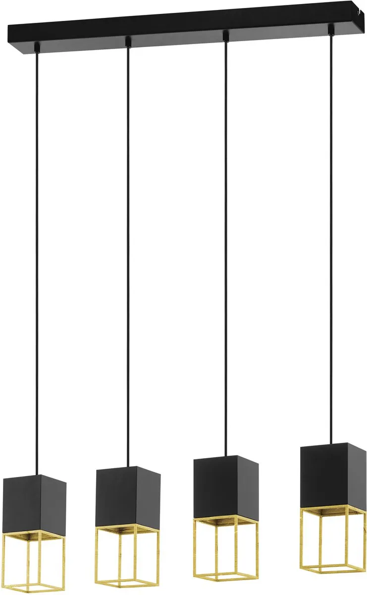 Eglo Montebaldo Hanglamp GU10 - 4 Lichtpunten - 85cm - Zwart/Goud