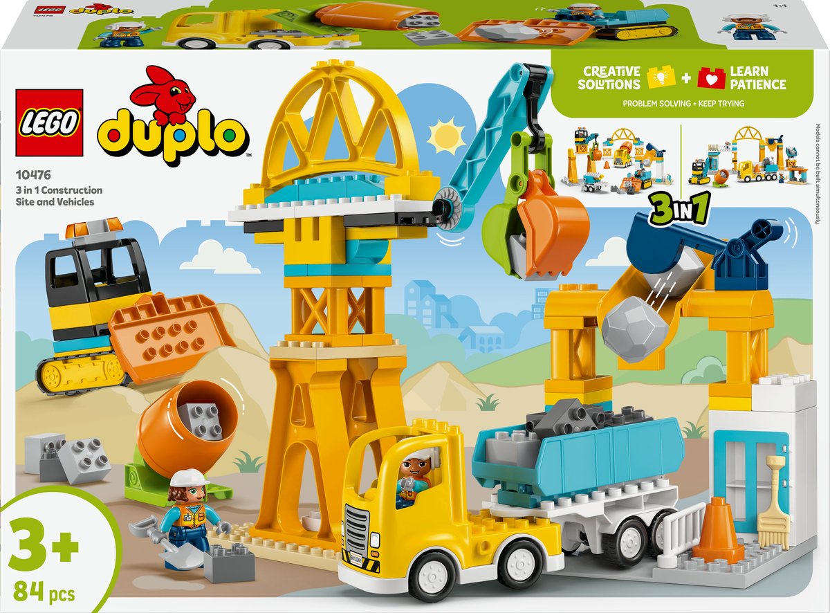 LEGO Duplo bouwplaats speelgoed - 3-in-1 bouwvoertuigen set.