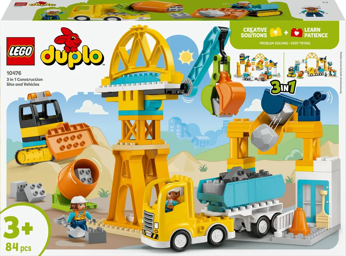 LEGO DUPLO 10476 Bouwplaats 3-in-1 - 84 Stukken - 2 Minifiguren