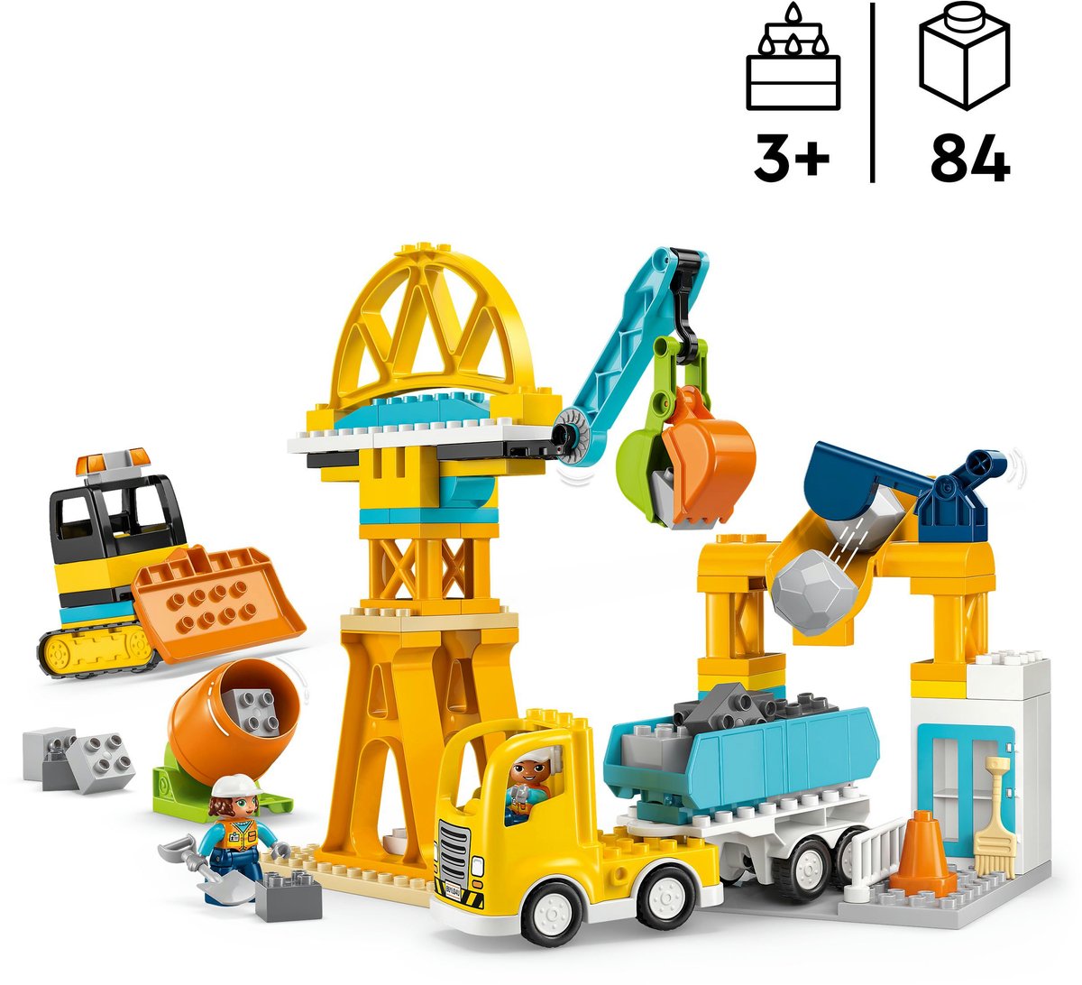 LEGO Duplo bouwplaats speelgoed - 3-in-1 bouwvoertuigen set.