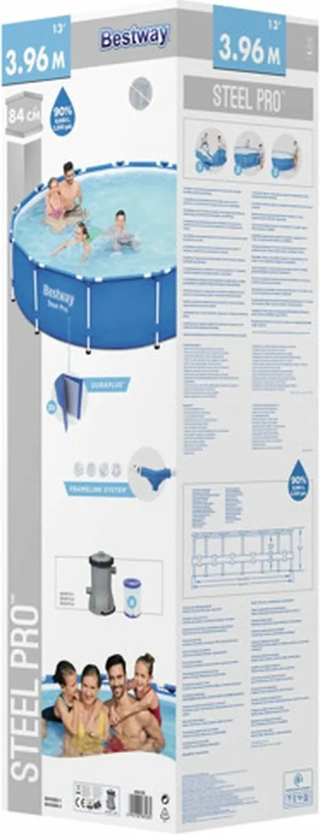 Bestway Steel Pro 5612E Opzetzwembad - 396x84cm - 8680L - Blauw