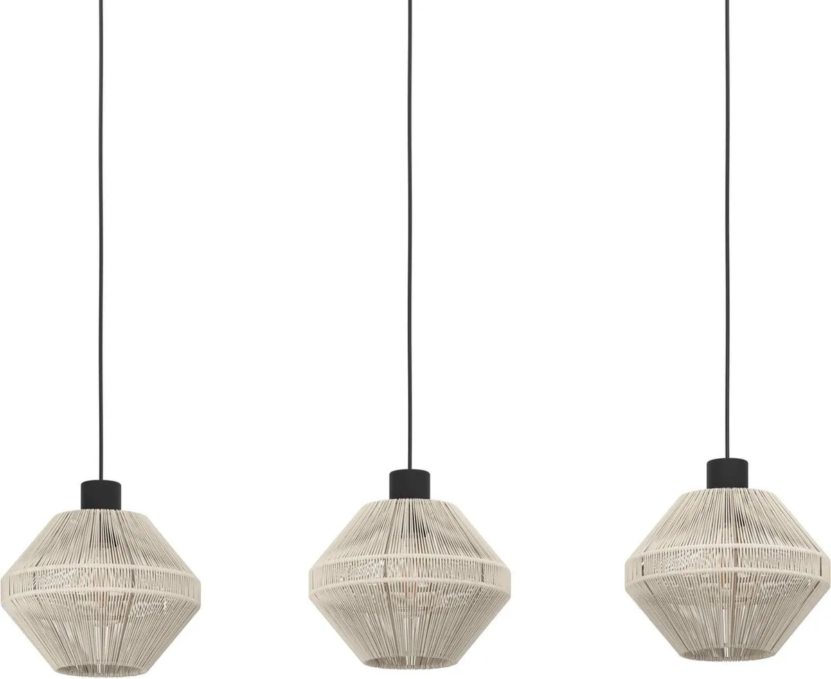 Eglo Midsumer Hanglamp 3xE27 92cm - Zwart/Crème