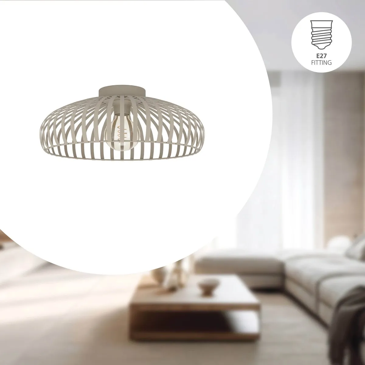 Eglo Mogano 3 Plafondlamp Ø43cm - Zandkleur