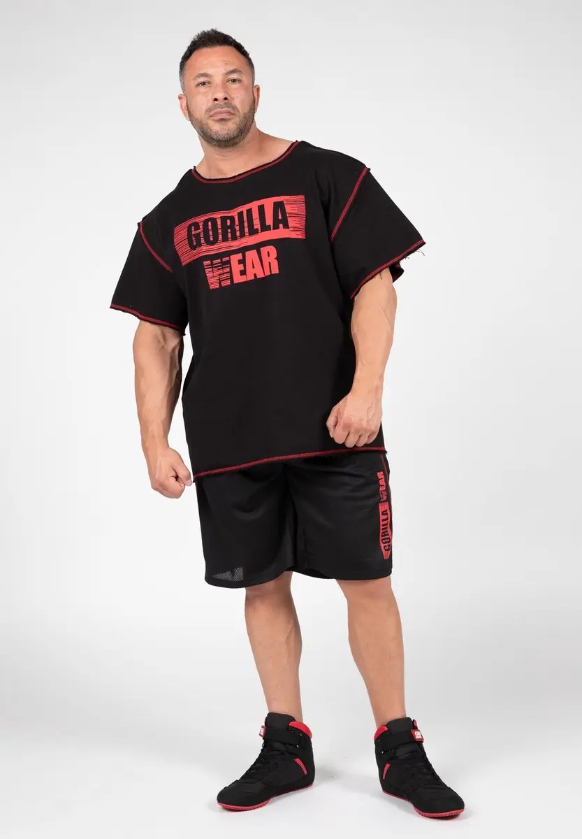 Gorilla Wear Wallace Mesh Shorts S/M - Zwart/Rood