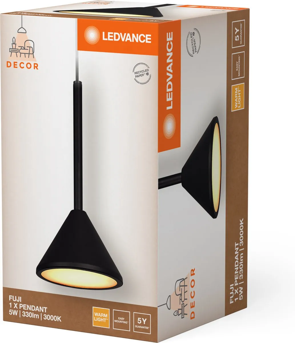 LEDVANCE Decor Fuji 1X Hanglamp 5W - Zwart - afbeelding 6 van 6