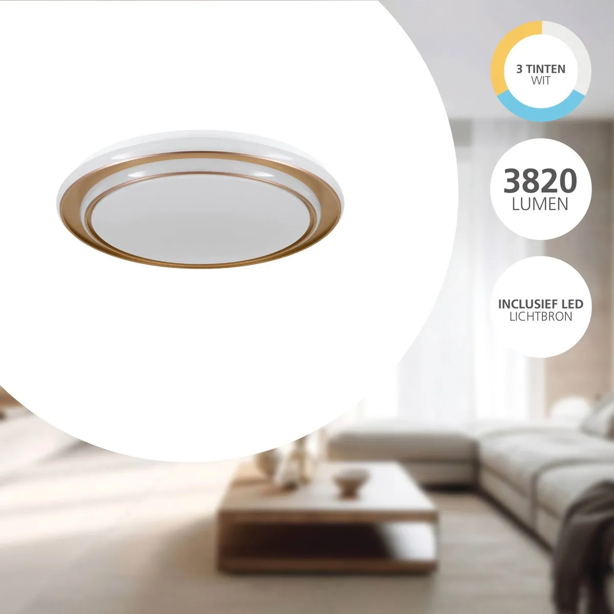 Eglo Moschetta Plafondlamp Ø49cm - Goud/Wit - Instelbaar wit licht