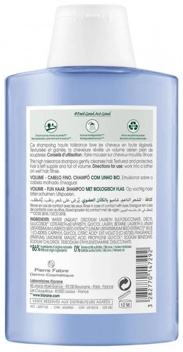 Klorane Haar Lin Shampoo 200ml - afbeelding 6 van 6