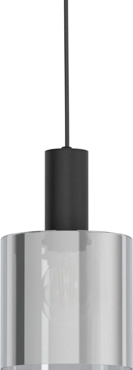 Eglo Gorosiba Hanglamp E27 - 5 Lichthoorns - Ø15cm - Rookglas Zwart