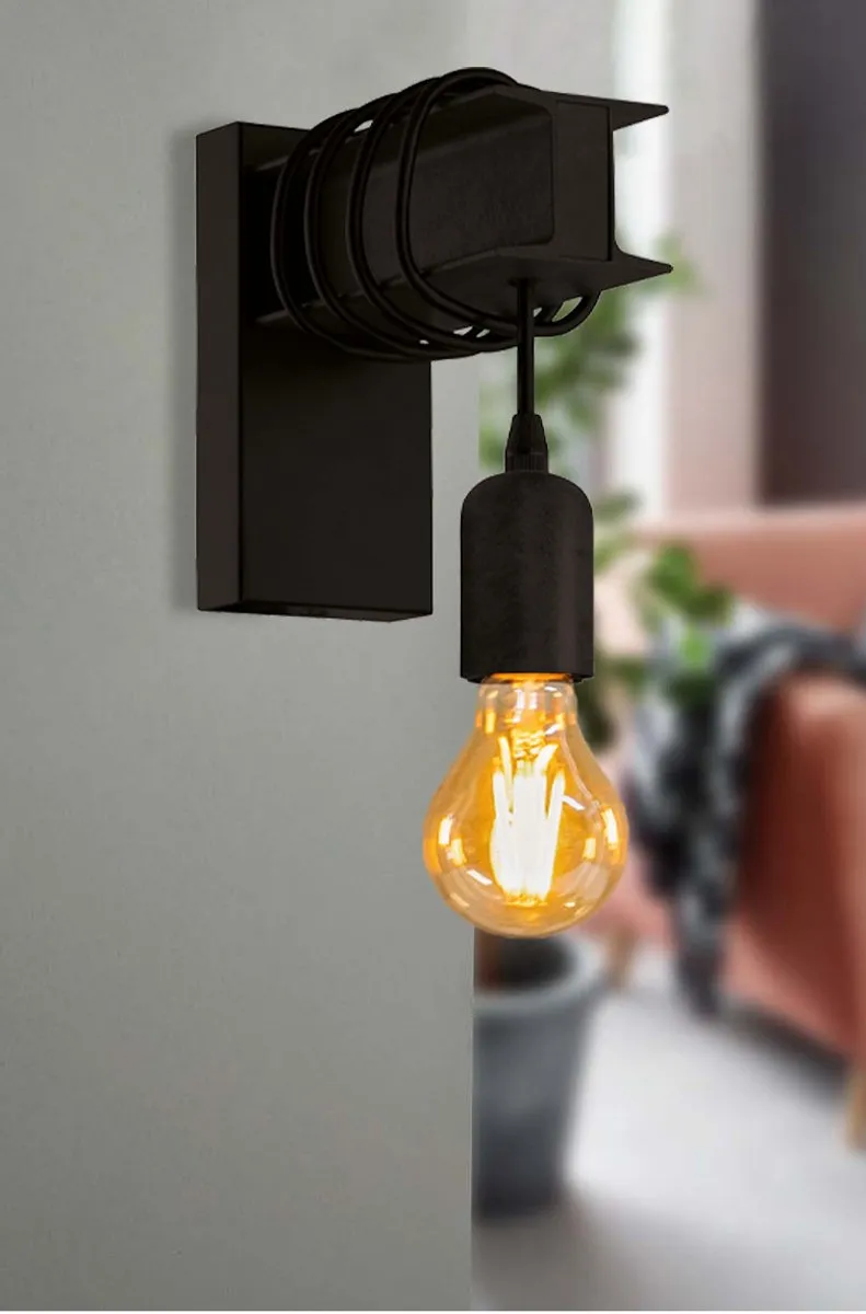 Eglo Townshend 6 Wandlamp E27 - 19cm - Zwart - afbeelding 6 van 6