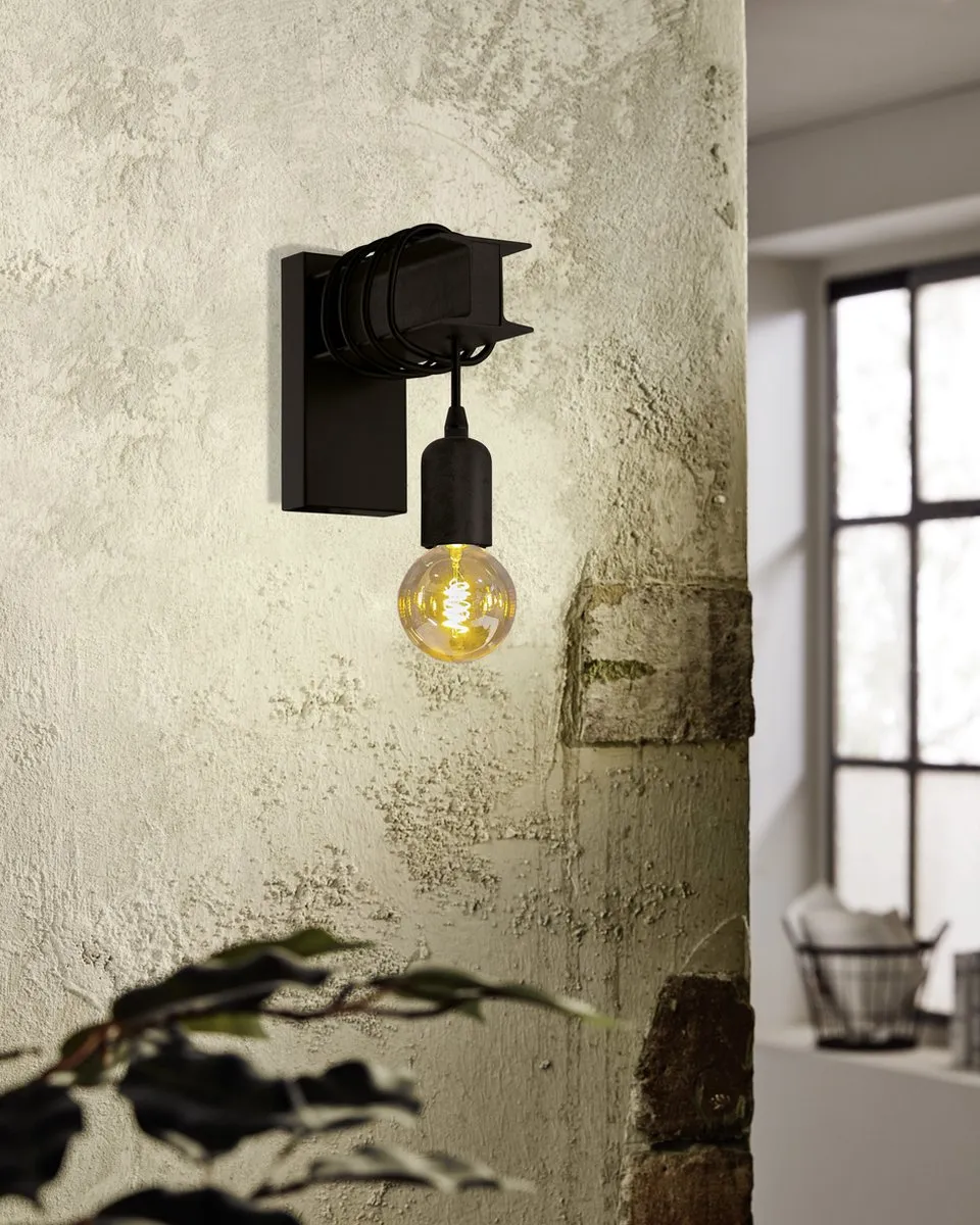Eglo Townshend 6 Wandlamp E27 - 19cm - Zwart
