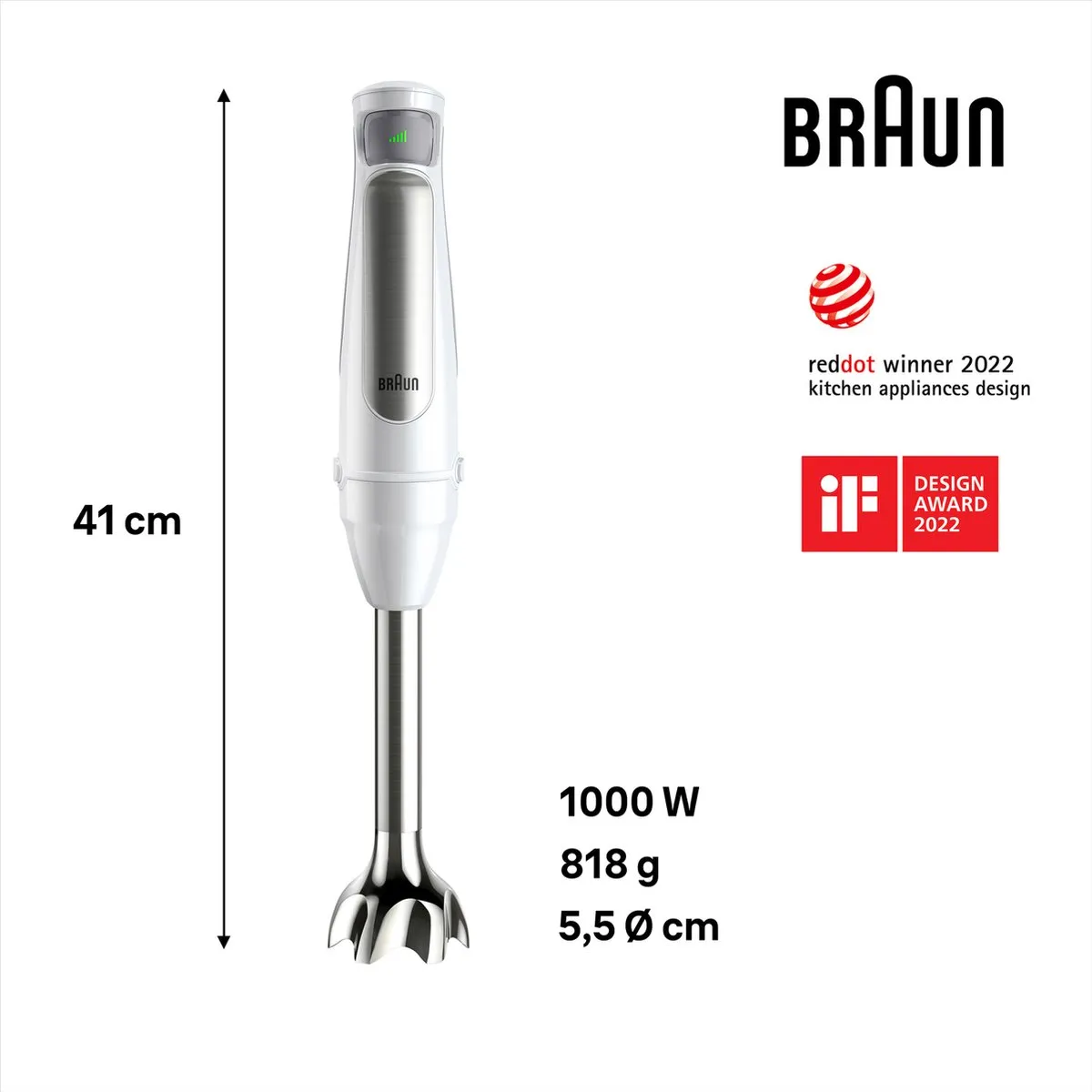Braun MultiQuick 7 MQ7005WH Staafmixer - 1000W - Wit