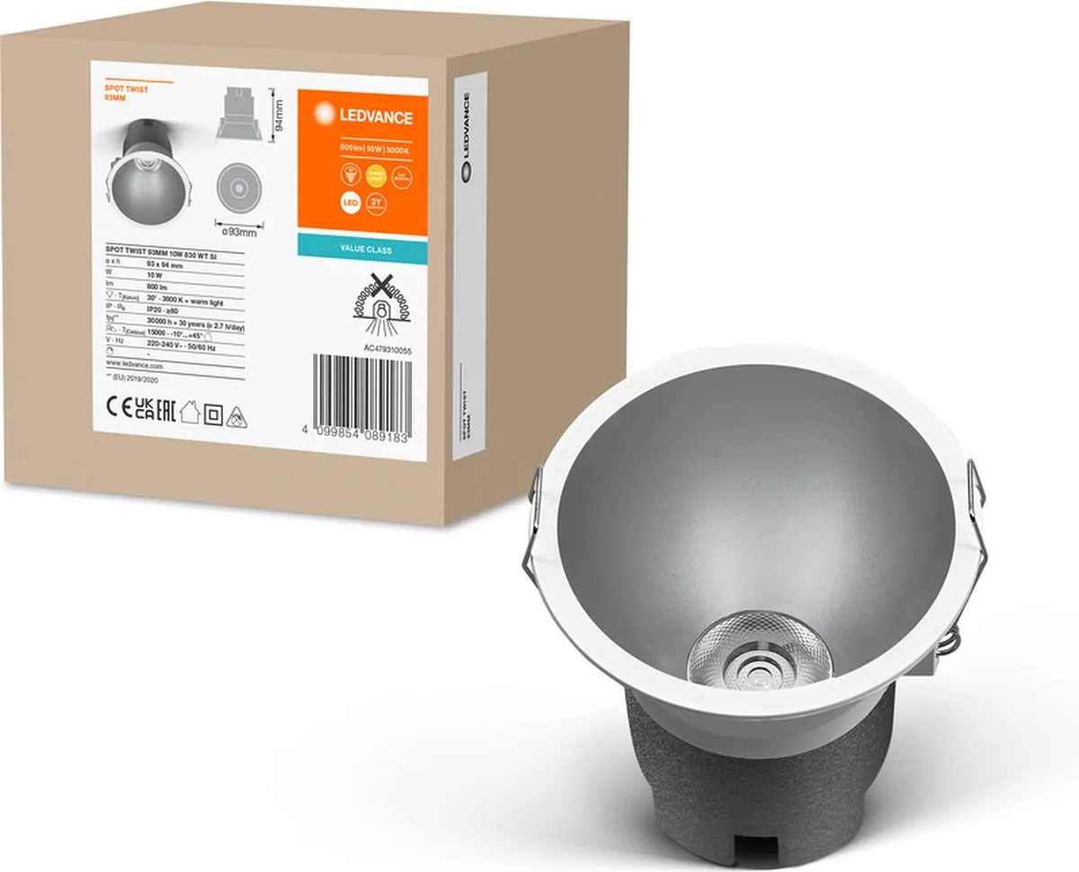 LEDVANCE Spot Twist 93 Inbouwspot 10W 800lm - Zilver