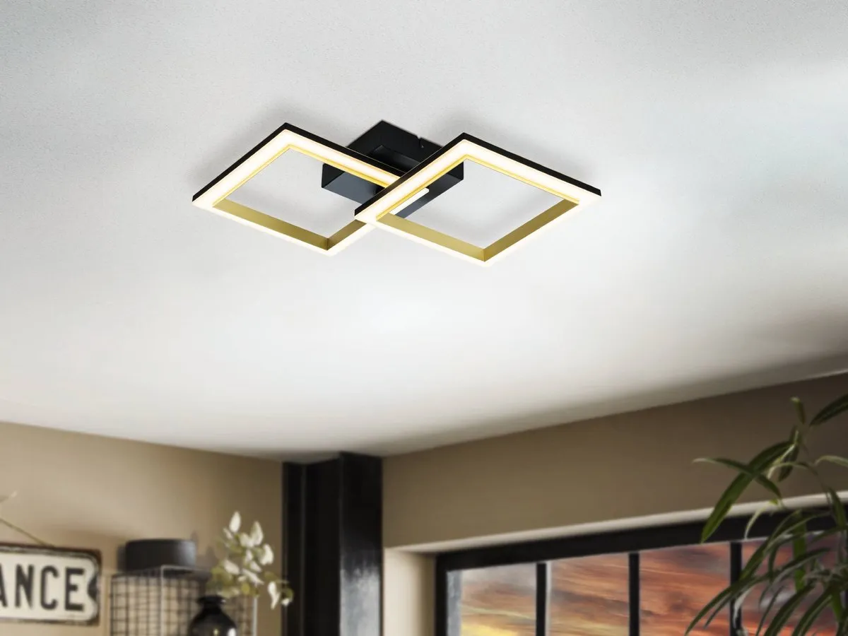 Eglo Calliera Plafondlamp LED 52.5cm - Zwart/Goud/Wit