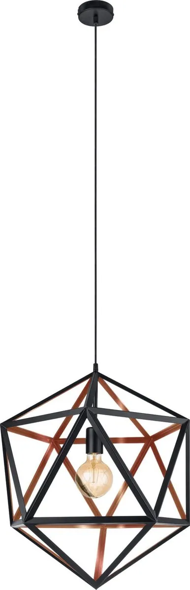 Eglo Embleton 1 Hanglamp E27 - Ø46cm - Zwart/Koper