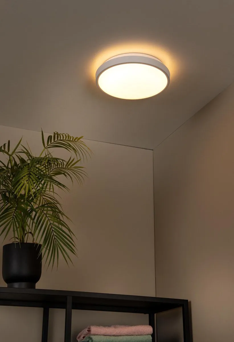 Lucide Dasher Plafondlamp Badkamer - Ø29cm LED 12W 2700K IP44 Sensor Wit - afbeelding 6 van 6