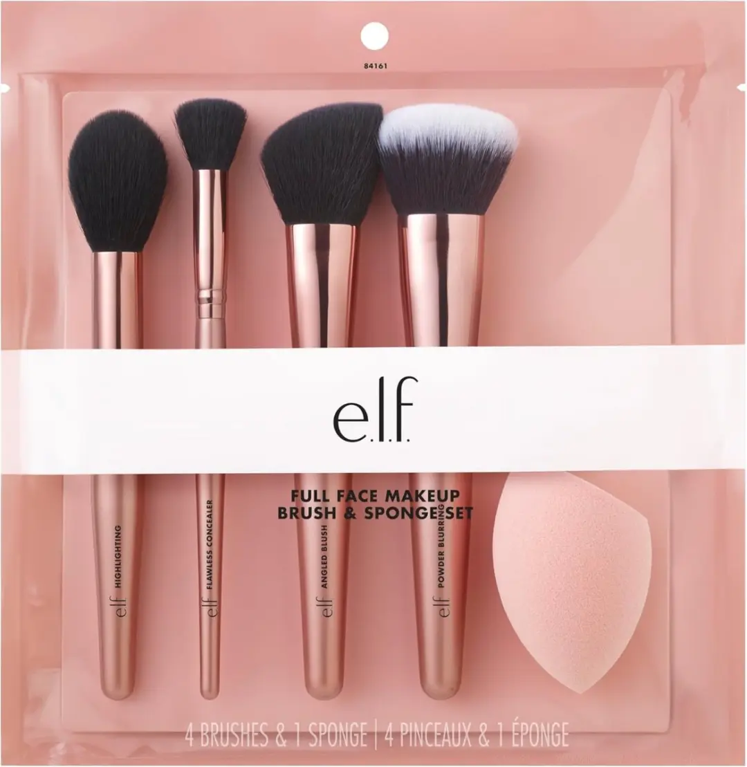ELF Cosmetics Complexion Essentials Brush & Sponge Set - 5-delig - Rose Gold