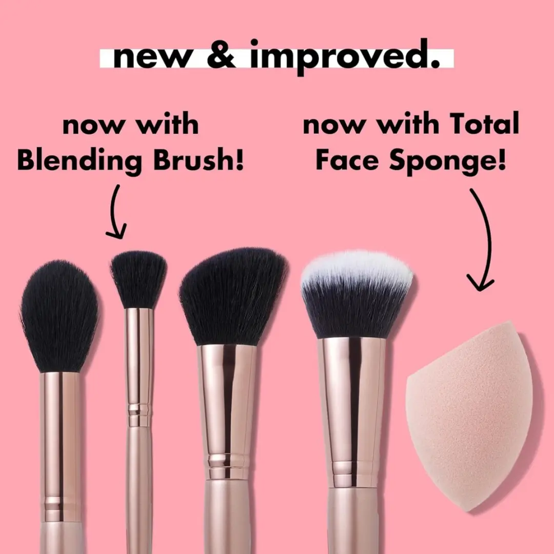 ELF Cosmetics Complexion Essentials Brush & Sponge Set - 5-delig - Rose Gold