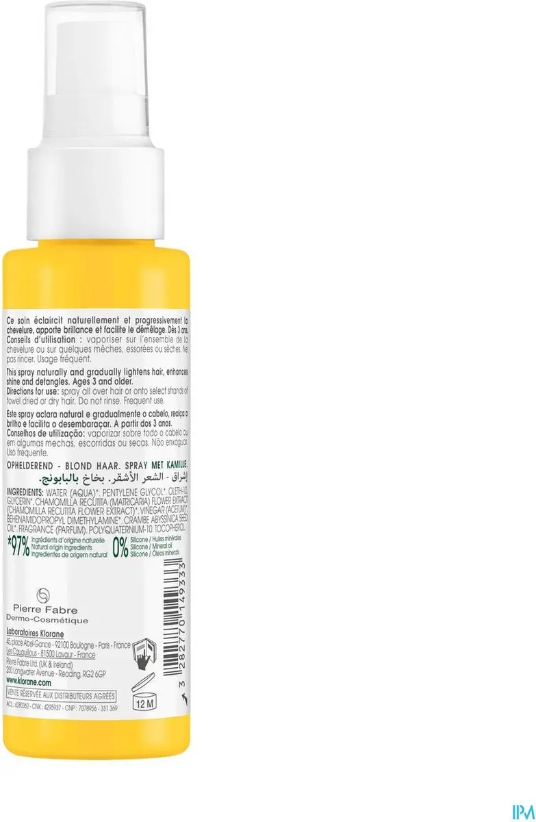 Klorane Spray met Kamille Verlichtend Blond Haar 100ml