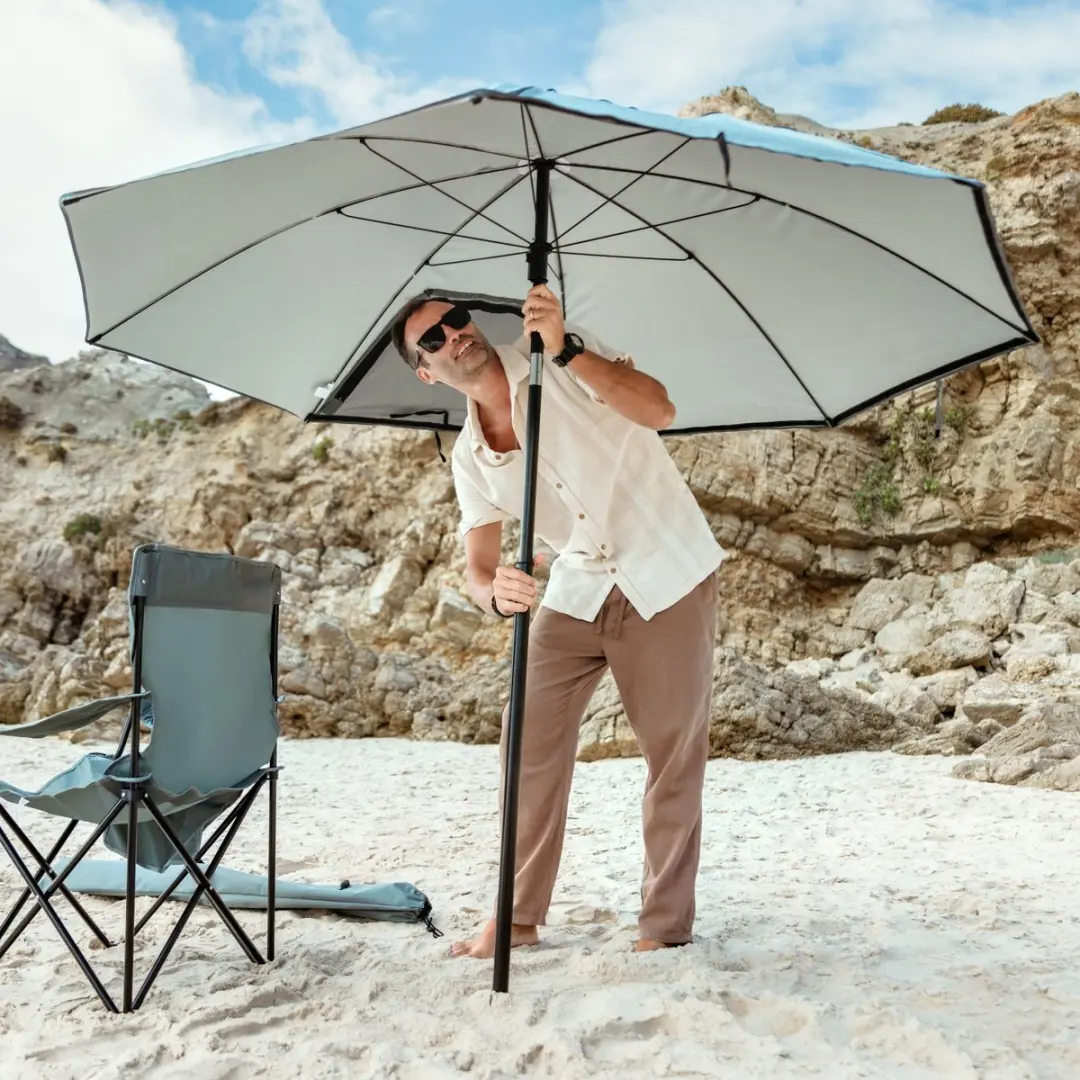 Virtufit Strandparasol Premium 200cm - Zwart - afbeelding 6 van 6