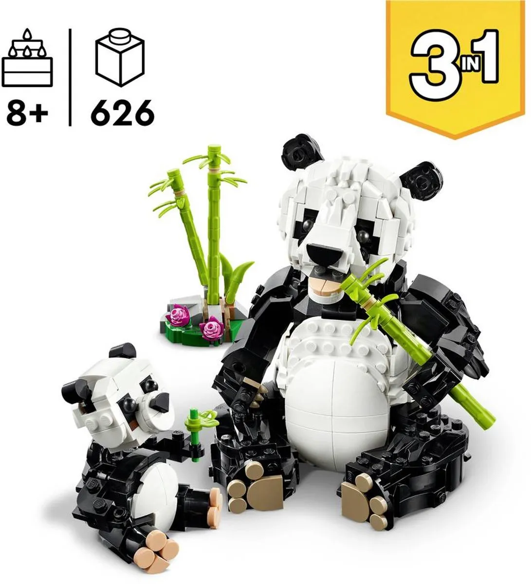LEGO Creator 3in1 Wilde Dieren Pandafamilie 31165 - 626 Stukken