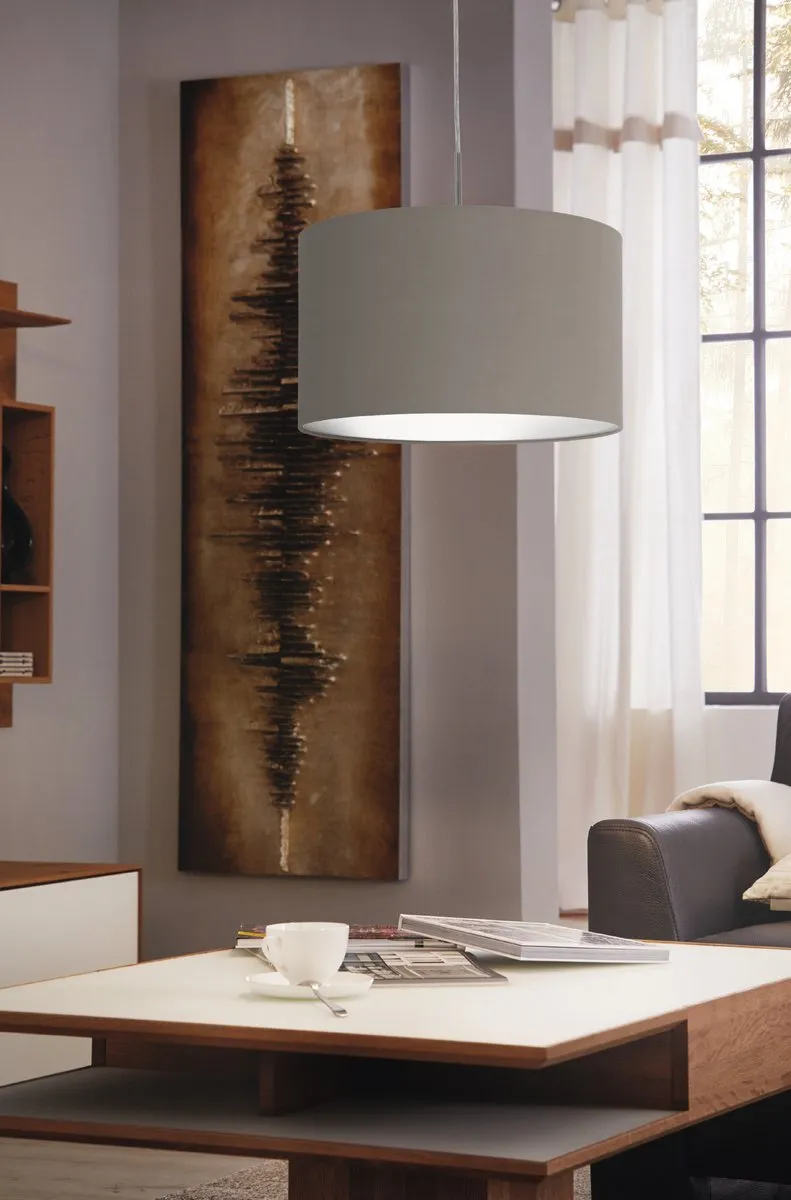 Eglo Pasteri Hanglamp 1 Licht Ø380mm Nikkel-Mat Taupe - afbeelding 6 van 6