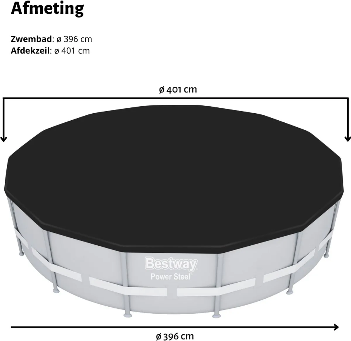 Bestway Zwembad Afdekzeil Ø401cm - Zwart