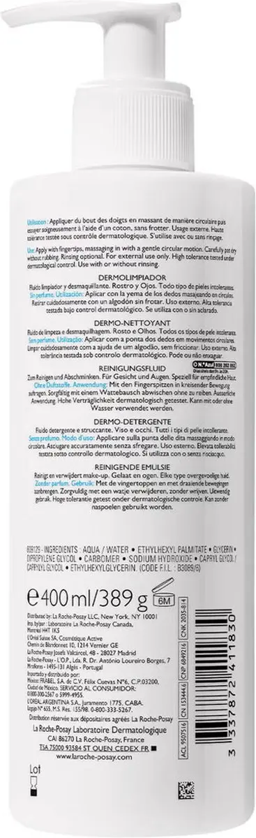 La Roche-Posay Toleriane Hydraterende Wascrème 400ml
