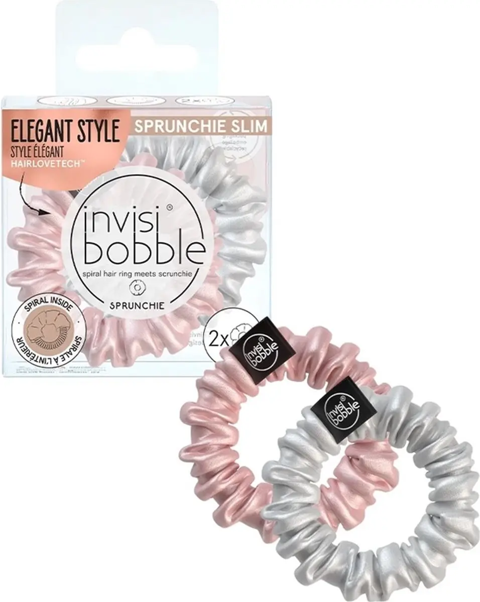 Invisibobble Scrunchie Slim Hair Ring Bella Chrome - 2 Stuks