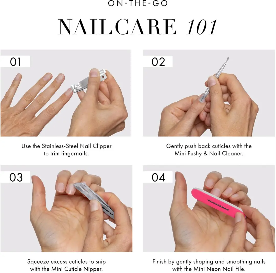 Tweezerman Mini Neon Nail Rescue Kit - Nagelknipper, vijl & nagelriemtang