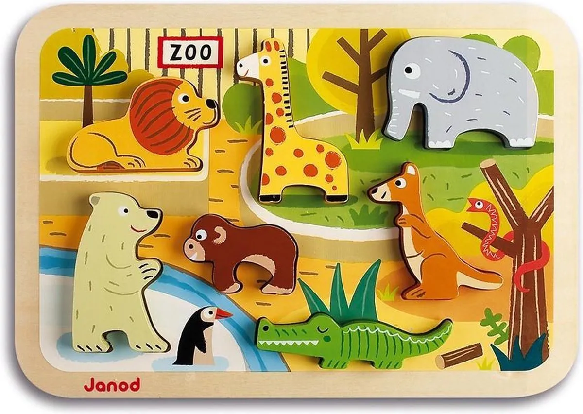 Janod Chunky Puzzel Dierentuindieren 7 Stuks