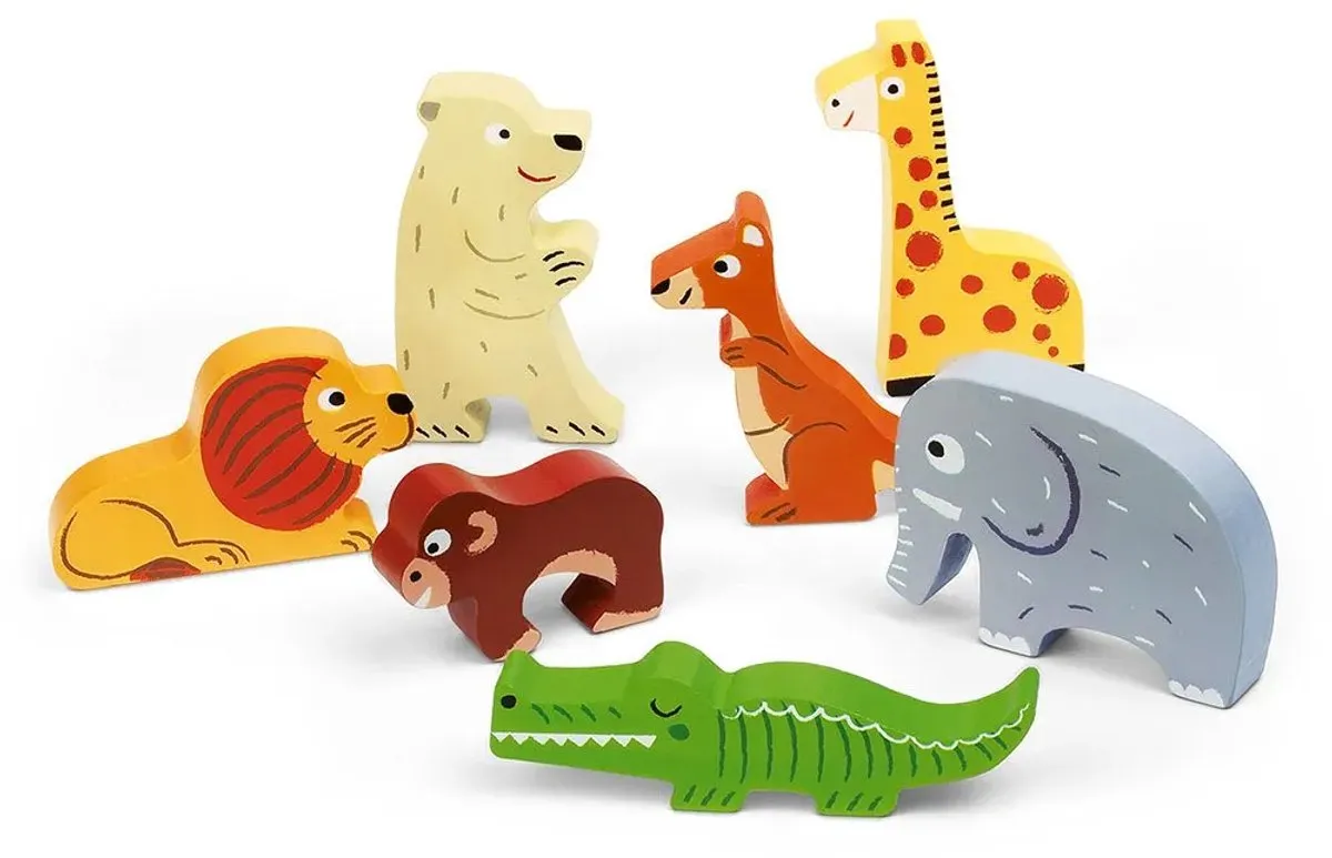 Janod Chunky Puzzel Dierentuindieren 7 Stuks - 1,5cm dik