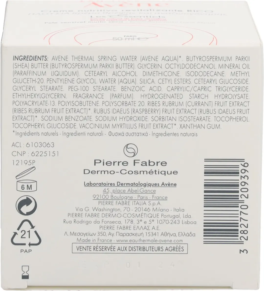 Avène Sensitive Skin Verrijkte Voedende Crème 50ml