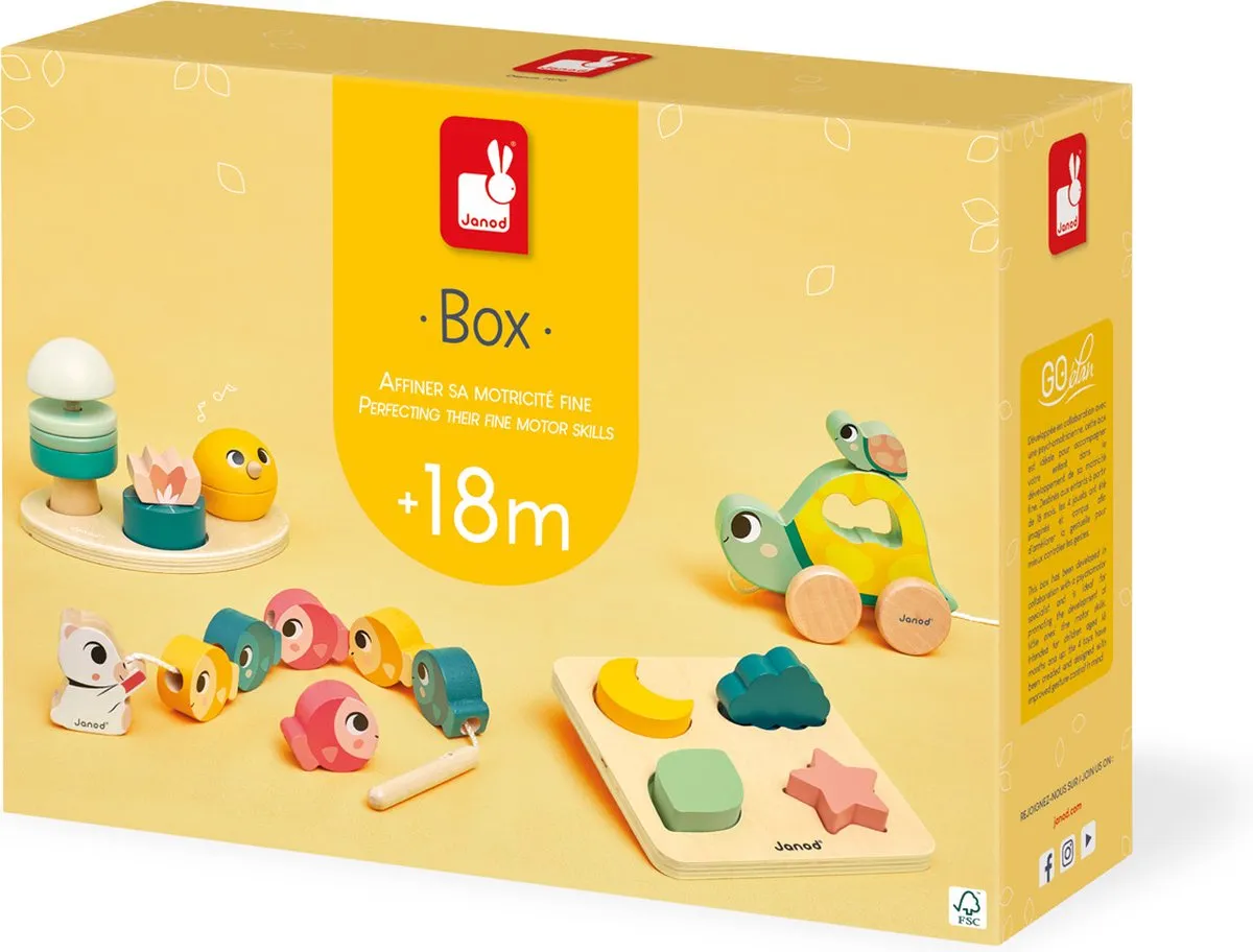 Janod Box 18 Maanden Fijne Motoriek 370021 - Speelset - 4 Stuks