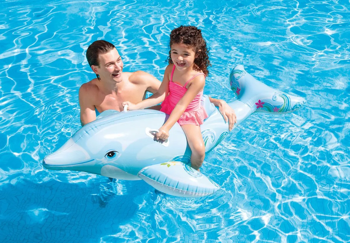 Intex Dolfijn Giant Ride-On Lichtblauw