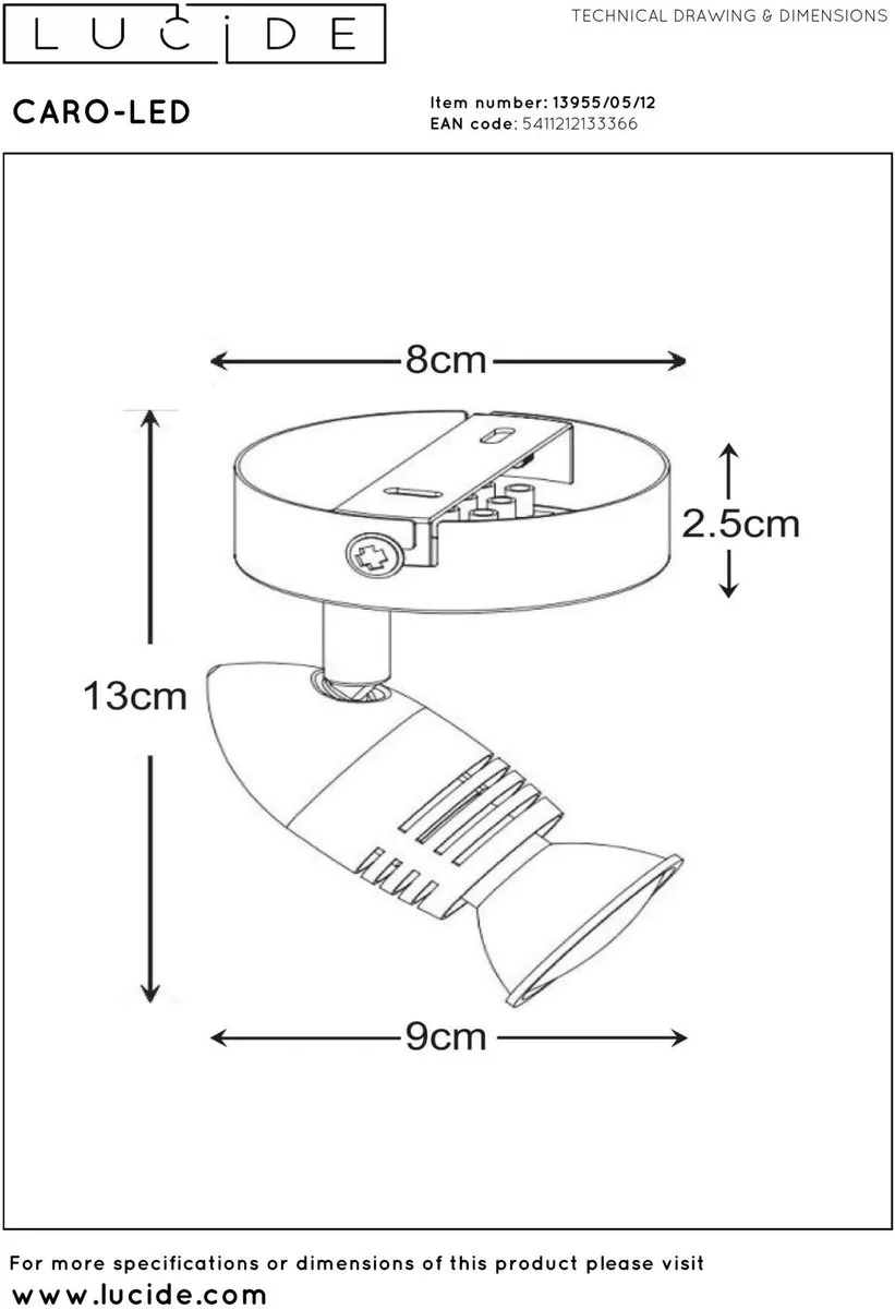 Lucide CARO-LED Plafondspot GU10 5W 2700K - Mat chroom