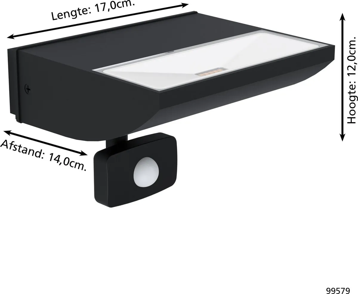 Eglo Sorronaro Wandlamp Buiten Sensor LED 17cm - Zwart - afbeelding 6 van 6