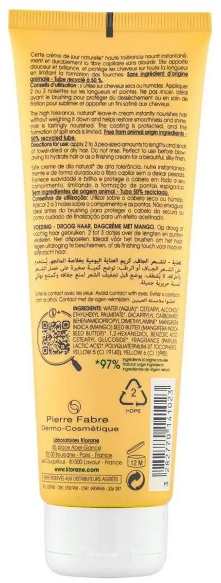 Klorane Mangue Crème de Jour Droog Haar 125ml - afbeelding 6 van 6