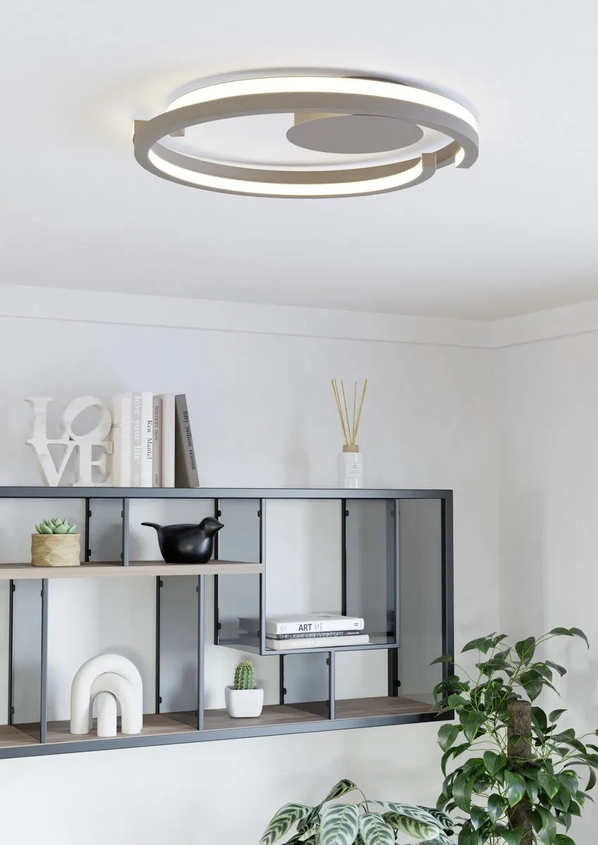 Eglo Mezzomonte Plafondlamp Ø48cm - Zandkleur/Wit - Dimbaar