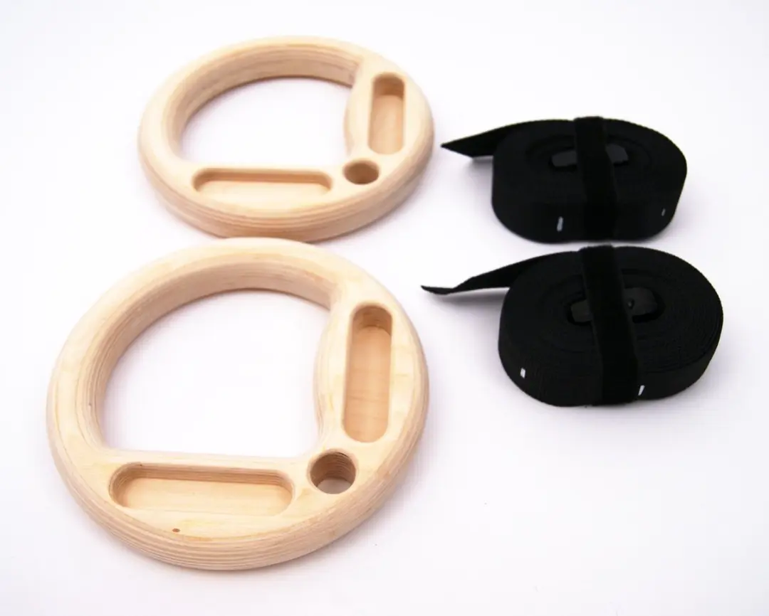 Muscle Power Suspension Trainer Multigrip Ringen - Hout - Zwart/Bruin