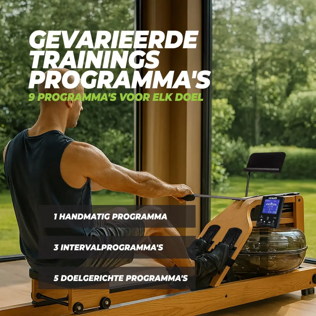 VirtuFit Elite Oak Roeimachine - Waterweerstand - 9 Programma's - Bruin - afbeelding 6 van 6