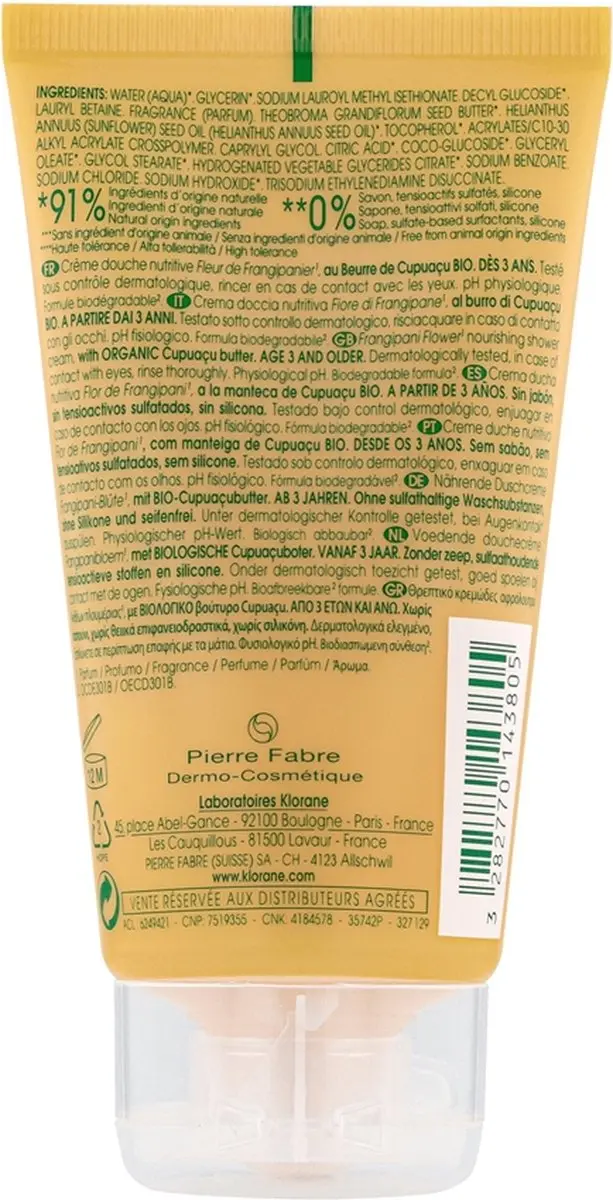 Klorane Huid Fleur de Frangipanier Douchecrème 75ml