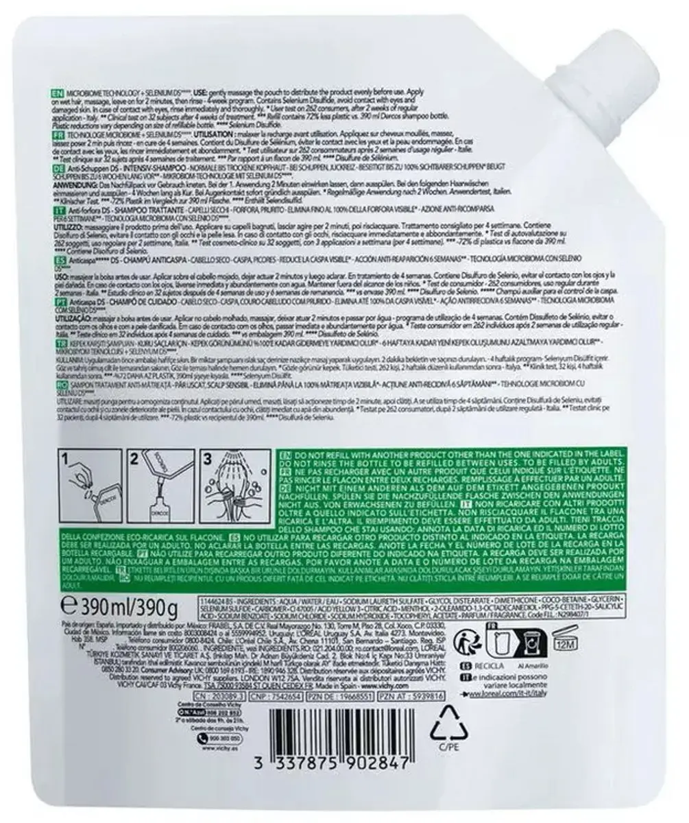 Vichy Dercos Anti-Roos Shampoo Navulling 390ml - Seleniumdisulfide/Salicylzuur