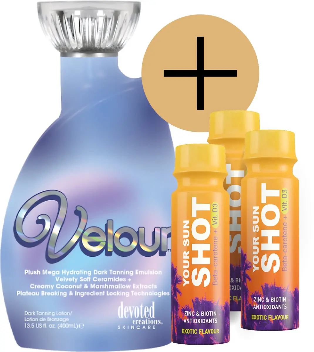 Devoted Creations Velour + 3 Your Sun Shots Bodycrème 400ml