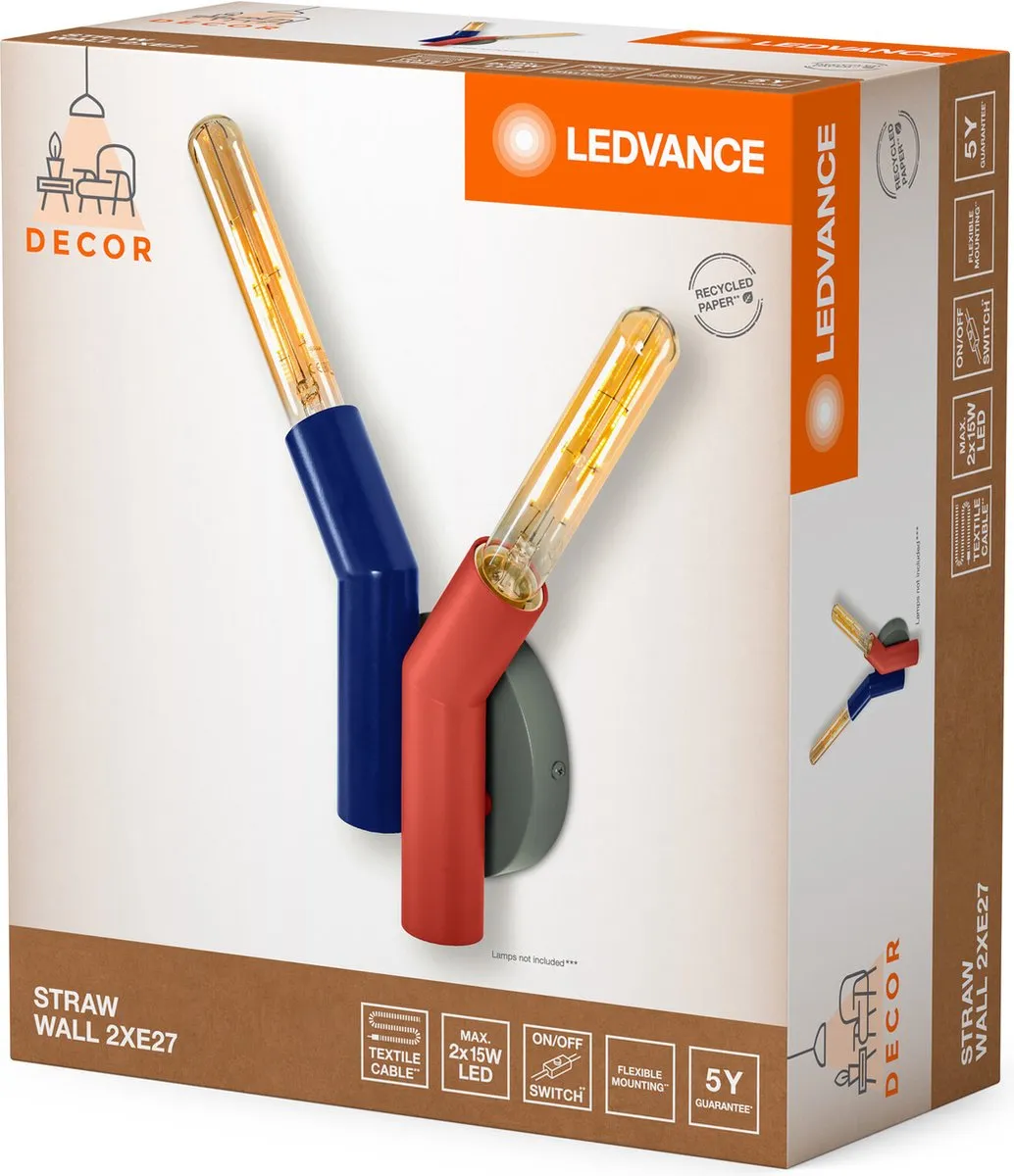 LEDVANCE Decor Straw Wall 2XE27 - Meerkleurig - afbeelding 6 van 6