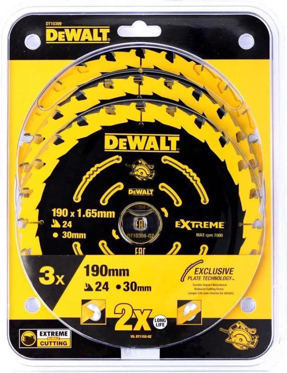 DeWalt Extreme DT10399-QZ Cirkelzaagblad Multimateriaal 190mm 24T