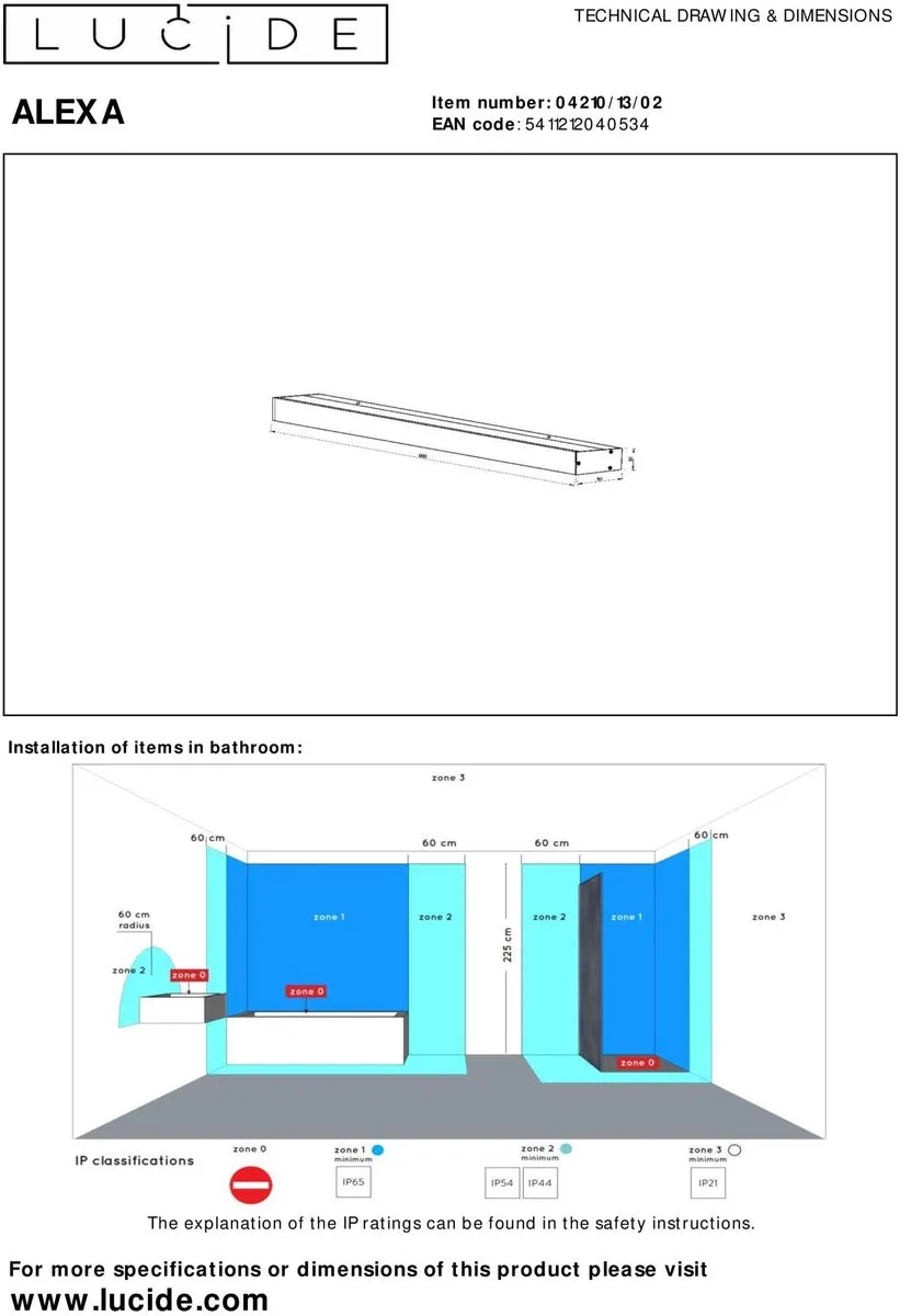 Lucide ALEXA Wandlamp Badkamer LED 13W IP44 Mat Goud/Messing - afbeelding 6 van 6