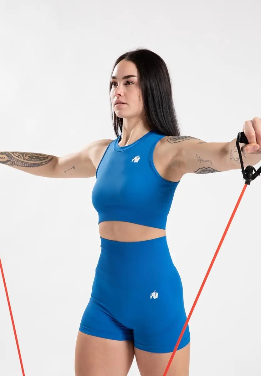 Gorilla Wear Olivia Seamless Crop Top - Blauw XS/S