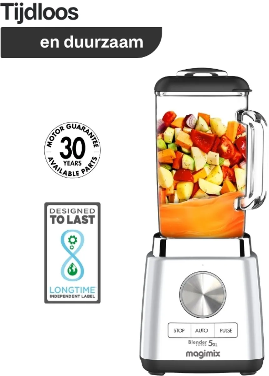 Magimix Blender Power 5 XL 1500W - 2 Liter - Mat Chroom